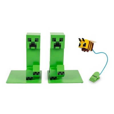 Minecraft 3-Piece Reader Bundle | Bee Reading Light & Creeper Bookends