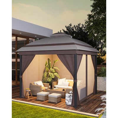 10x10 Pop Up Canopy Tent - Instant Setup Outdoor Gazebo with Mosquito Netting & UPF 50+ Sun Protection (110 Sq Ft Shade