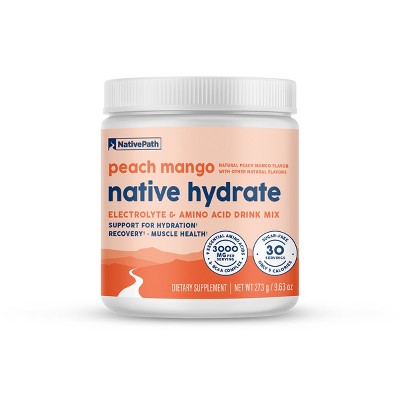 NativePath Native Hydrate with Electrolytes and Amino Acids, Peach Mango, 30 Servings