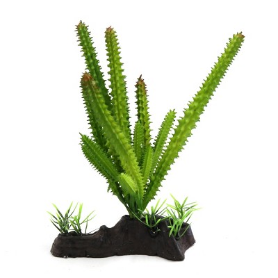 Unique Bargains Plastic Terrarium Lifelike Plant Decorations for Reptiles and Amphibians Green