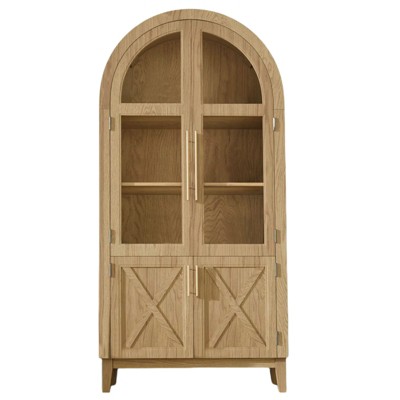 INFURNIC Decorative Storage Cabinets, Tall Arched Cabinet with Adjustable Shelves, Modern Bookcase for Living Room Dining Room