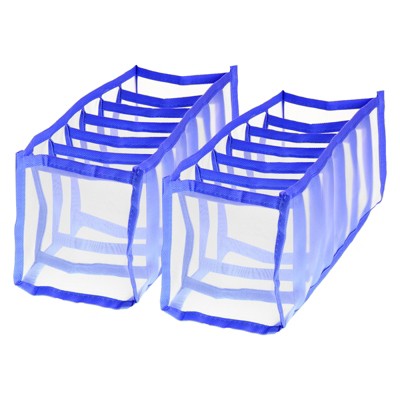 Unique Bargains Nylon Mesh 7 Grids Wardrobe Clothes Organizer Compartment Storage Box 2 Pcs