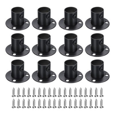 Unique Bargains Stainless Steel Corrosion Resistance Durability Cylindrical Design Closet Rod Brackets 12 Pcs