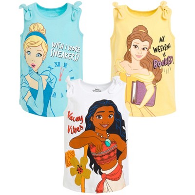 Disney Princess 3 Pack Tank Top Shirts Little Kid to Big Kid