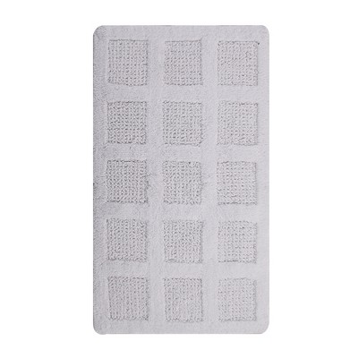 Square Honeycomb 100% Cotton Reversible Bath Rug White by Knightsbridge