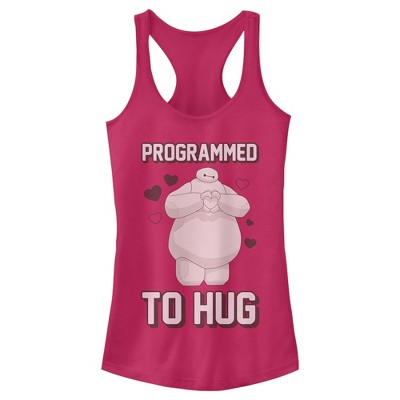 Juniors Womens Big Hero 6 Valentine Baymax Programmed to Hug Racerback Tank Top
