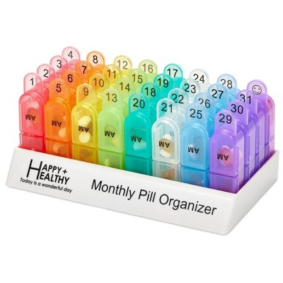 MEDca Monthly Pill Organizer 2 Times/Day, 30 Day Box AM/PM, Morning and Night One Month w/ Daily Removable 31 Organizers and Organizing Tray