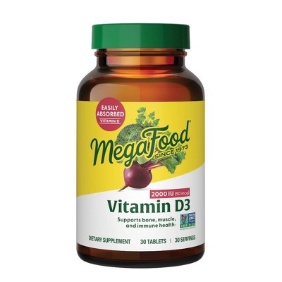 MegaFood Vitamin D3 2000 IU for Bone Health & Immune Support Tablet - 30ct
