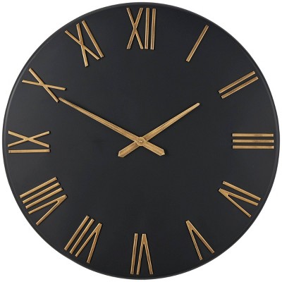 31"x31" Metal Wall Clock with Gold Hands and Numbers - Olivia & May