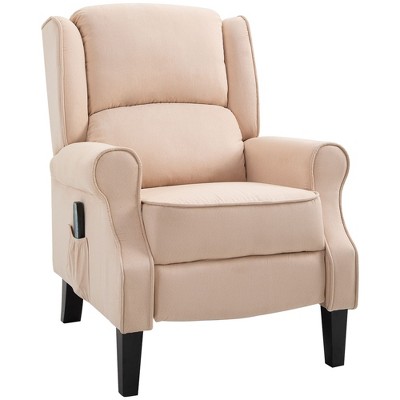 HOMCOM Wingback Heated Vibrating Massage Chair, Accent Sofa Vintage Upholstered Massage Recliner Chair