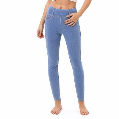 Women's Jeans High Waist Faux Denim Leggings with Pockets