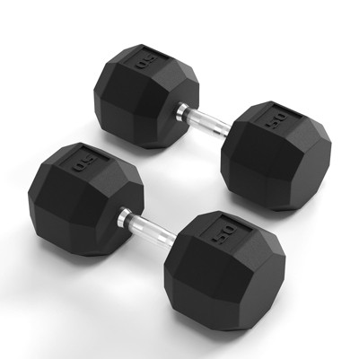 Rubber Coated Hex Dumbbell Weight Set, Multiple Sizes Exercise & Fitness Dumbbells, for Muscle Toning, Strength Building