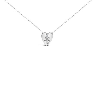 Haus of Brilliance 925 Sterling Silver 1/3 Ctw Diamond Heart and Lightning Bolt Pendant Necklace
