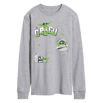 Men's - Star Wars - The Mandalorian Grogu Faux Hit Oversized Long Sleeve Graphic T-Shirt