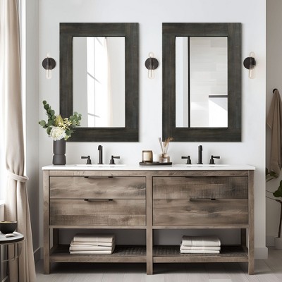 Dovelina Rectangle Wood Wide Edge Hanging Mirror Decorative Wall Mirror (Set of 2)