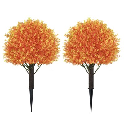 poetree 24" Faux Cypress,Fall Artificial Topiary Ball Tree with Ground Spike Faux Plant for Indoor & Outdoor,2 Pack