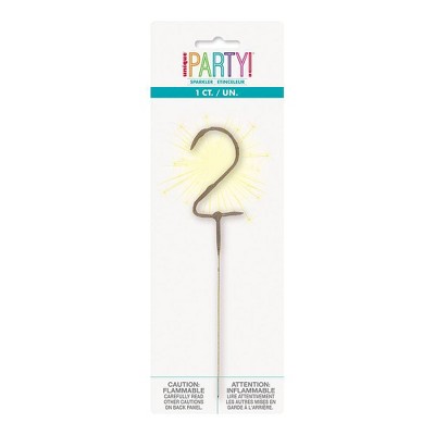 Number 2 Sparkler Flame Cake Candle: Gold Birthday Number Candle by Unique Industries