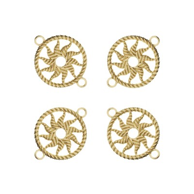 John Bead Beadwork Findings Circle with Sun Gold Jewelry Finding, 12pcs