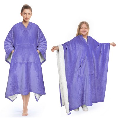 Tirrinia Fleece Wearable Blanket Cape Super Soft Comfy Plush Fleece Wrap for Women Men Throw Wrap Cover Indoors or Outdoors , 55''x 80''