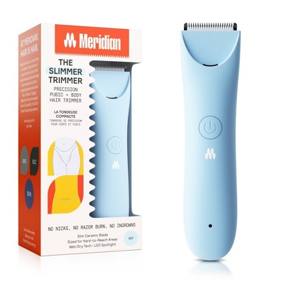 Meridian Slimmer Trimmer, Precision Pubic & Body Hair Trimmer for Women and Men - Sky Blue