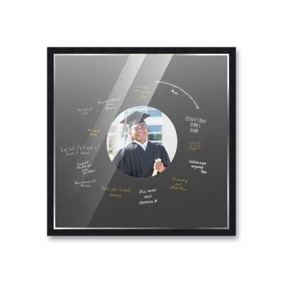 PosterPalooza | Autograph Black Wood Frame with Circle Black Mat, Silver Marker Pens - 3 Sizes for Events
