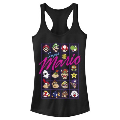 Juniors Womens Nintendo Mario Character Grid Racerback Tank Top