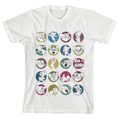 Tom & Jerry Classic Cartoon Characters White Short Sleeve Tee Toddler Boy to Youth Boy