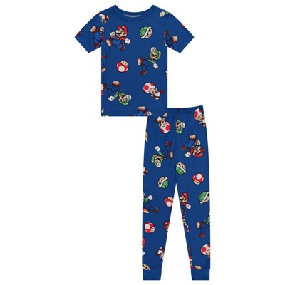 Nintendo Boys Mario Pajamas Set - 2 Piece Short Sleeve Super Mario Pajamas - Short Sleeves and Pants Pajamas Set