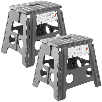 Casafield (Set of 2) Folding Step Stools with Handle, Collapsible Foot Stools for Use in Kitchen and Bathroom
