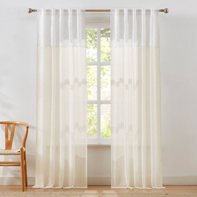 38"x84" Lush Decor Brigitte Embroidery Eyelet Scalloped Edge Window Curtain Panels Neutral Pair
