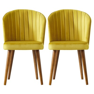 FONTOI Dining Chairs, Mid-Century Modern Dining Chairs Set of 2 with Tapered Legs for Kitchen Living Room, Yellow, 20.5"*34.3"*22.4"