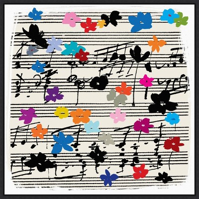 Amanti Art Floral Music Notes by Jenny Frean Canvas Wall Art Print Framed 22 x 22-in.