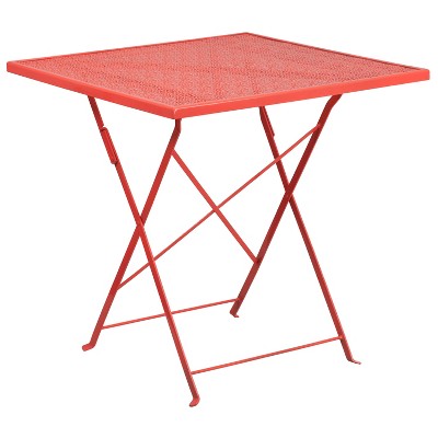 Flash Furniture Oia Commercial Grade 28" Square Indoor-Outdoor Steel Folding Patio Table