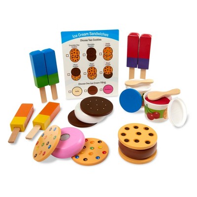 Melissa & Doug Wooden Frozen Treats Ice Cream Play Set (24 pcs) - Play Food and Accessories: Pretend Kitchen Accessories