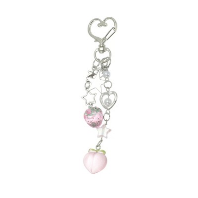 Unique Bargains Star Strawberry Fruit Handbag Charm Pink Silver Tone 1 Pc
