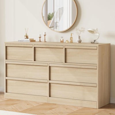 ODK Dresser for Bedroom, Natural Oak of Drawers with Large Storage, Wooden Dresser Organizer for Living Room, Entryway