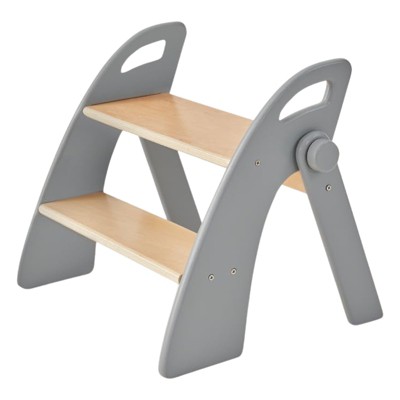 Itopfox Wooden 2 Step Stool for Kids Bathroom Sink Foldable Anti-Slip for Toilet Potty Training, Child Stepping Stool for Kitchen Nursery Bedroom