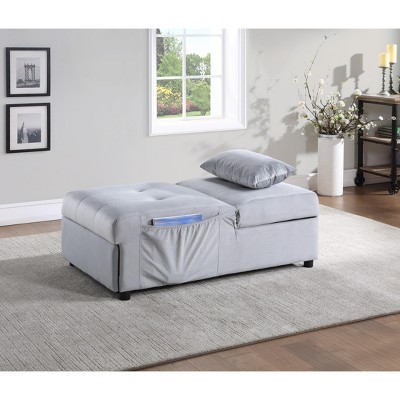 TiramisuBest Modern Lift Top Storage Bench with Pull-out Bed 1pc Dark Blue Velvet Tufted Solid Wood Furniture--Dark Blue