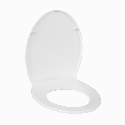 Toilet Seat, Soft Close Toilet Seat - Round PP Material, Quick-Release, Stable Hinge, Easy Clean & Install, White (Fits Round/Elongated Toilets)