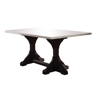 Acme Furniture 72" Gerardo Dining Table White Marble Top/Weathered Espresso Finish