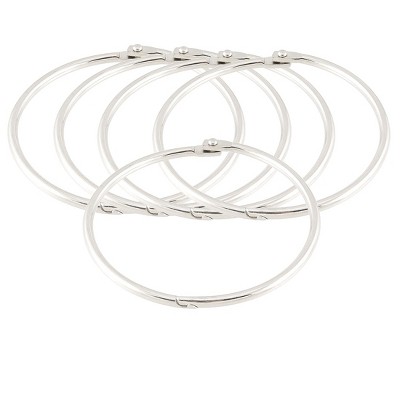 Unique Bargains Document Key Loose Leaf Bundle Book Rings Keyrings Metal Binder Clips 3x3x0.1inches Silver 5 Pcs
