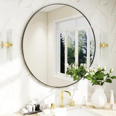 36 Inch Round Mirror, Metal Frame Circle Mirror, Wall Mounted for Entryway, Bathroom, Vanity, Living Room