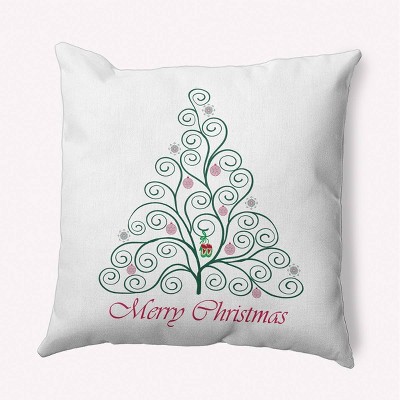 16"x16" Decorated Fillagree Tree Square Throw Pillow Fern Green - e by design: Indoor Polyester Twill, Botanical Pattern
