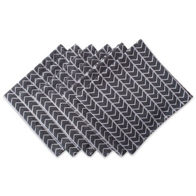 Design Imports  Herringbone Jacquard Napkin Set 6 Piece, Black & White, 20X20"