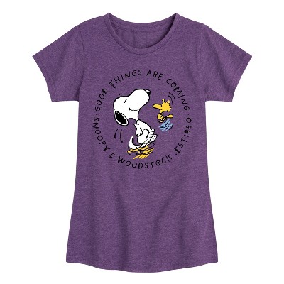 Girls' - Peanuts - Good Things Are Coming Circle Fitted Short Sleeve Graphic T-Shirt