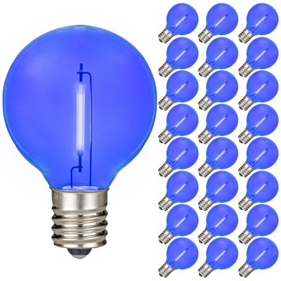 Novelty Lights 25 Pack G40 LED Filament Bulbs, E12/C7 Candelabra Base, 5 Watt Equivalent, Shatterproof Plastic Replacement Bulbs