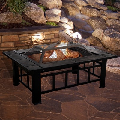 Nature Spring Outdoor Fire Pit - Black Tile Surround