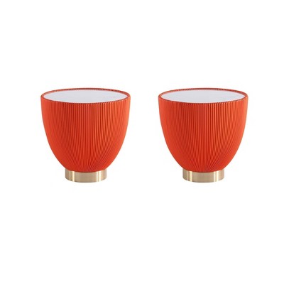 Manhattan Comfort Set of 2 Anderson Leatherette End Tables with Faux Marble Tabletop