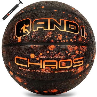 AND1 Chaos Basketball: Official Size 7 (29.5 inches) Rubber Basketball - Deep Channel Construction, For Indoor Outdoor Games