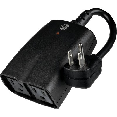 GE Outdoor Photocell Lighting Control 2 Grounded Outlets On/Off Remote Black: Remote Control Switch, Plastic, 1-Year Warranty